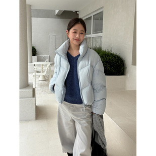 THXGIVING 肯豆羽绒服保暖立领绗缝宽松面包服厚外套女2025冬季