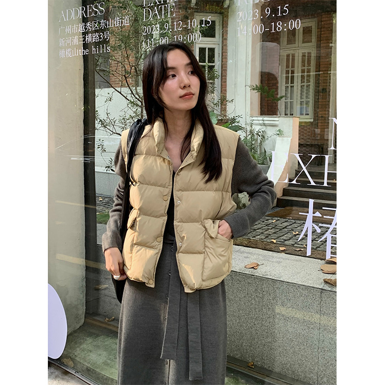 THXGIVING 百搭立领羽绒服马甲女2025冬季新款加厚保暖休闲外套