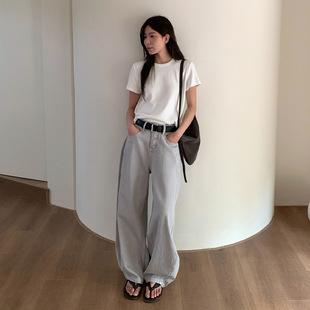 THXGIVING正肩显瘦短袖T恤女2025秋季新款基础款百搭简约纯色上衣