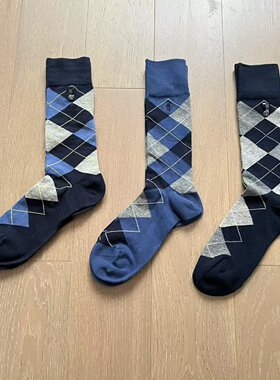 nacostyle出口外贸美式菱格拼色中筒袜男女复古英伦风棉混纺袜子2
