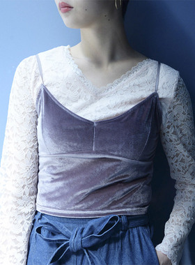 清~nacostyle出口日本外贸原单天鹅绒弹力紧身百搭吊带外传胸衣抹