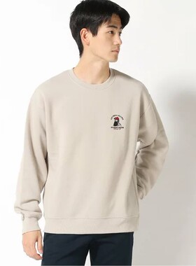 清~nacostyle出口日本外贸原D日系大胡子刺绣情侣款拉绒套头卫衣