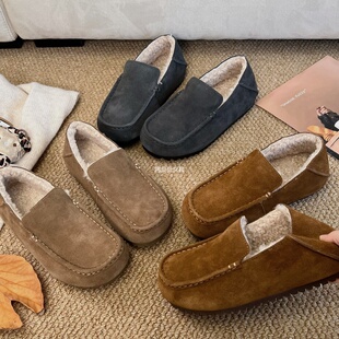 「BYBY」加毛高级Row极简慵懒老钱风巨舒服一脚蹬懒人两穿豆豆鞋