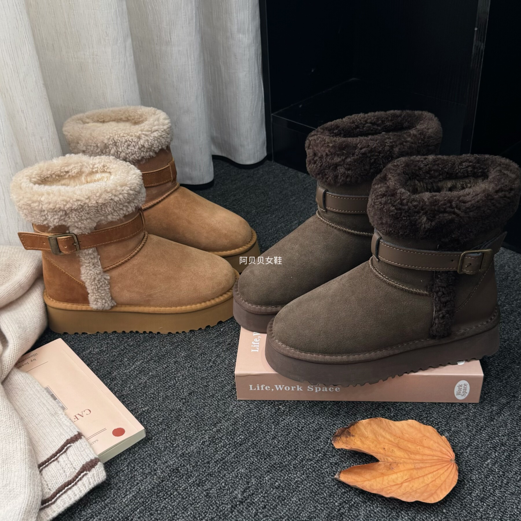 【BYBY】牛皮中筒羊毛超保暖雪地靴女2025百搭厚底棉靴加厚棉鞋,女鞋,时尚雪地靴,淘宝优惠券,粉丝福利购,淘宝优惠卷