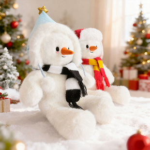 趣味雪人系列带帽围巾雪人公仔儿童毛绒玩偶女生圣诞节礼物