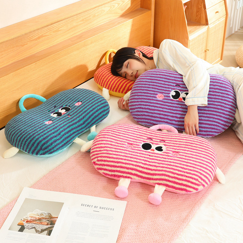 彩条记忆棉护颈助眠肚皮枕