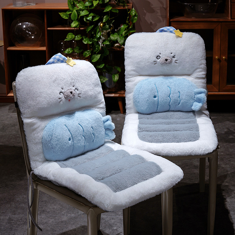 冬季短毛绒护腰办公汽车椅垫