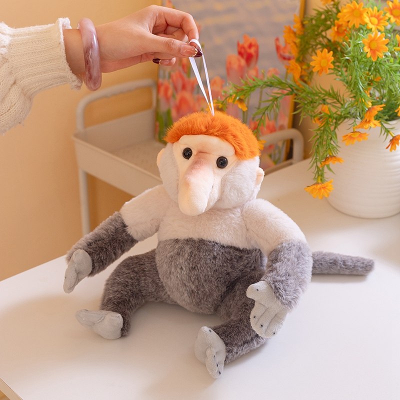 可爱长鼻猴公仔毛绒玩具仿真小猴子布娃娃男孩礼物动物园摆件玩偶