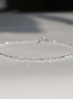 叠戴礼物925人造水晶蛇骨链女