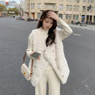 皮草 马夹女式 羊羔毛马甲女秋冬2025新款 小香风背心外搭今年流行