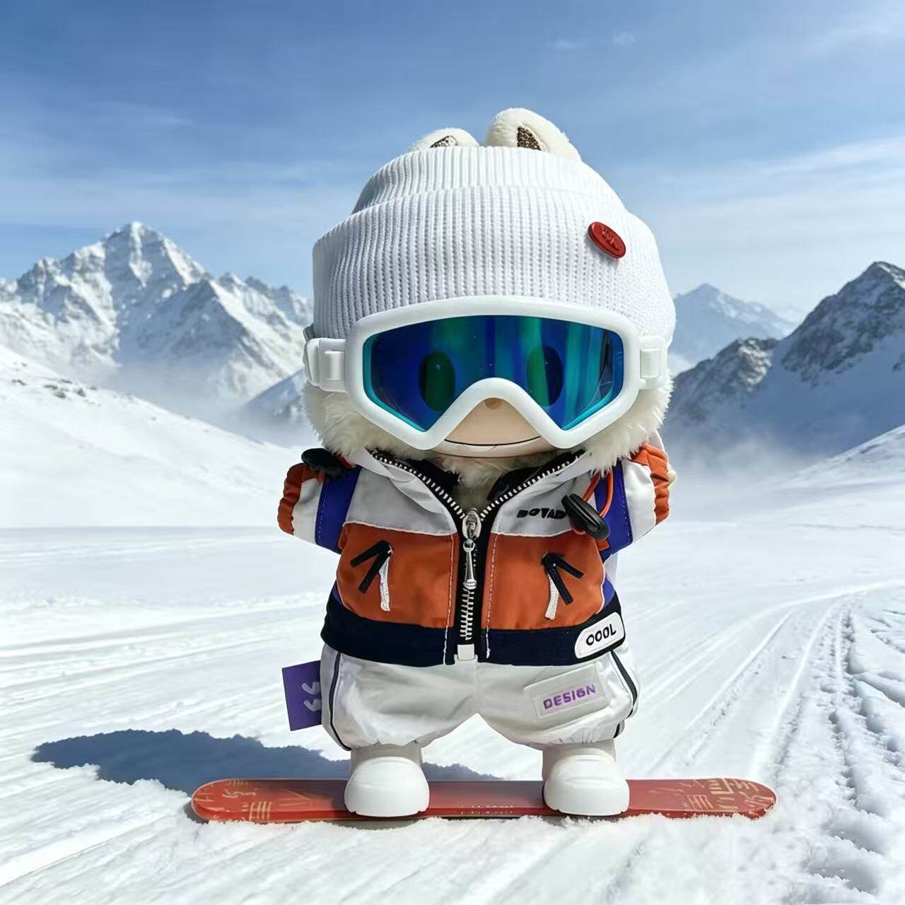 LABUBU拉布布运动风滑雪套装搪胶公仔生日情人节礼物包包挂件