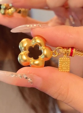 金店同款有钱花黄金色发财吊坠