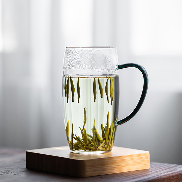 高品质300ml绿茶专用玻璃杯耐高温水杯茶杯带把耐热防烫杯子茶具