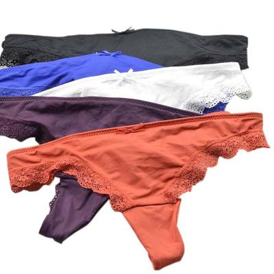 兰芷内裤纯色蕾丝边丝滑女中腰青年夏季妩媚丁字裤 T裤