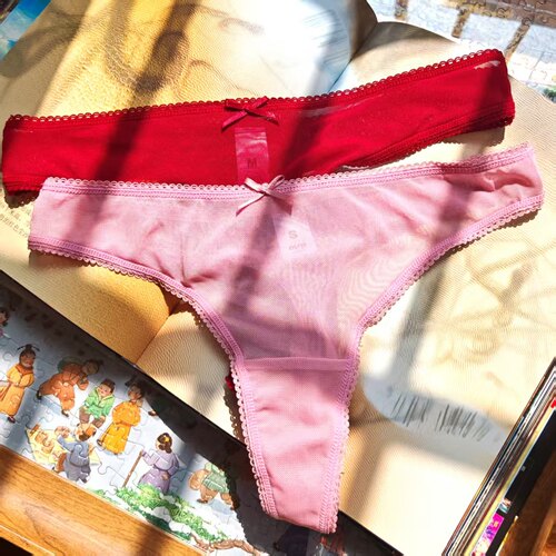 舒适简约蕾丝丁字裤女个性学生少女蝴蝶结薄款透气中腰内裤