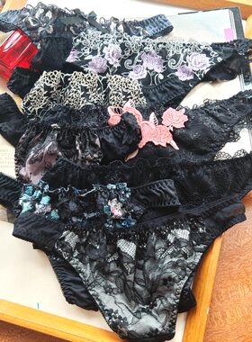 外单日单杂款黑色系列有刺绣蕾丝网纱各种款式女丁字裤