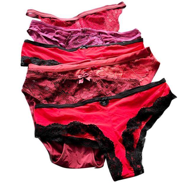 外贸杂款红色粉色系列孤品蕾丝网纱棉质各种性感女三角平角裤