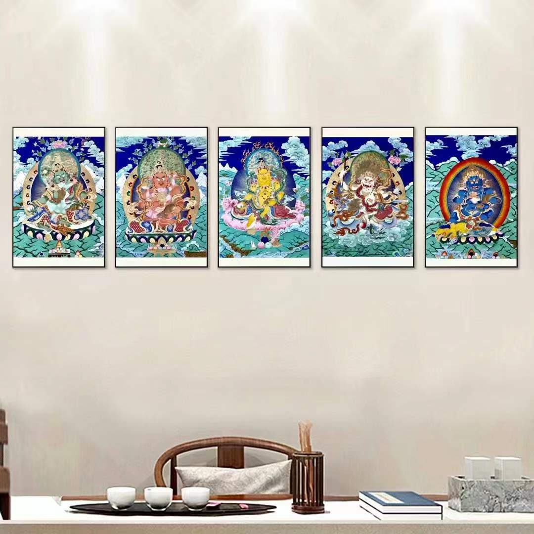 五部财神灵验黄财神唐卡描金自己画佛像线稿临摹涂色填色禅意礼物