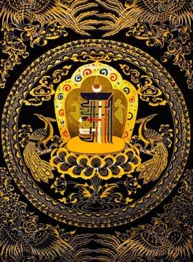 唐卡曼荼罗十相自在描金 坛城吉祥八宝唐卡咒轮涂色DIY手绘 礼物