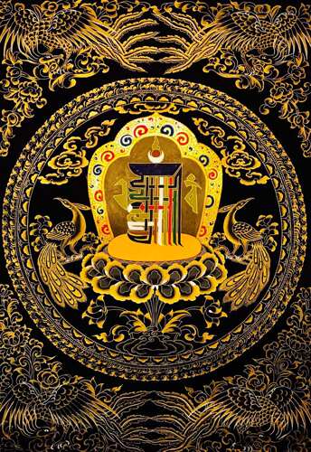 唐卡曼荼罗十相自在描金 坛城吉祥八宝唐卡咒轮涂色DIY手绘 礼物