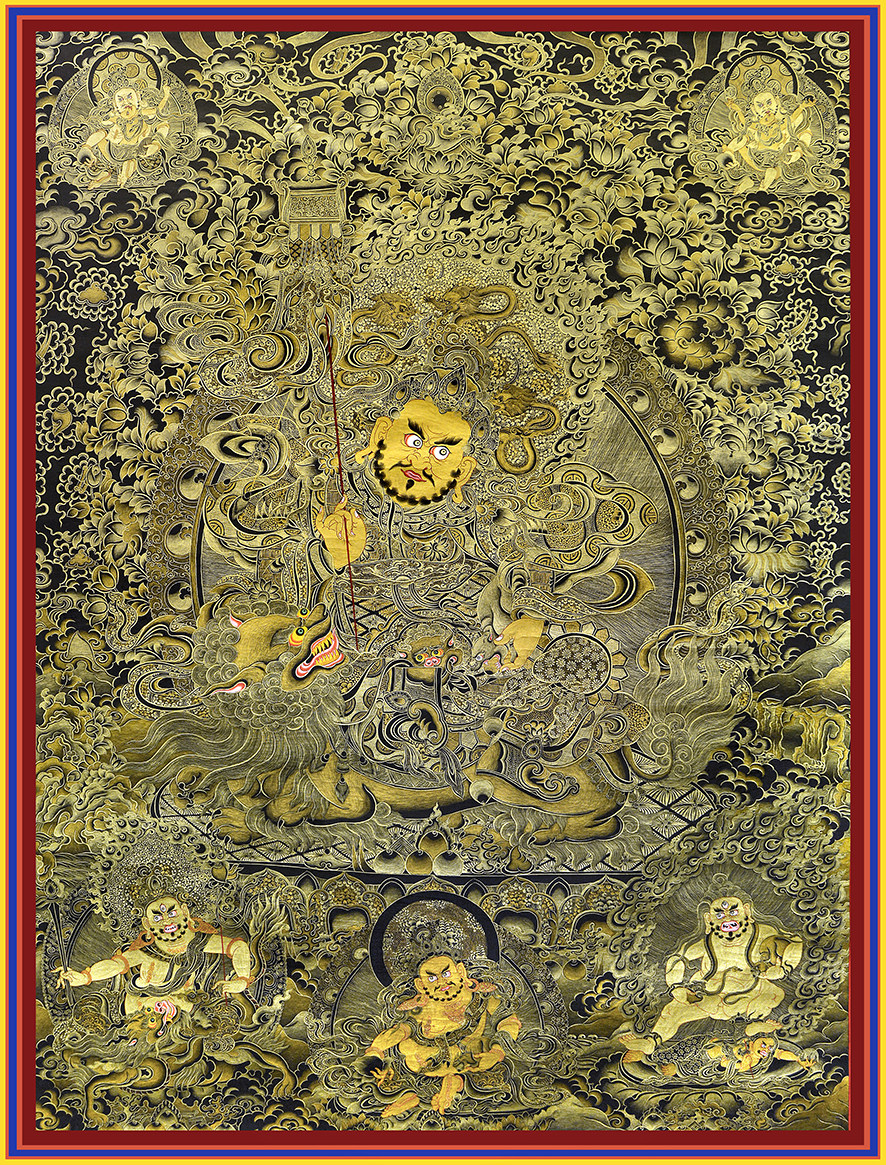 财宝天王五路财神唐卡描金线稿填色diy手绘礼物装饰画白描线稿