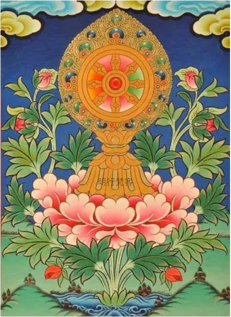 吉祥八宝唐卡线稿手绘静心减压涂色自画唐卡diy礼物装饰画