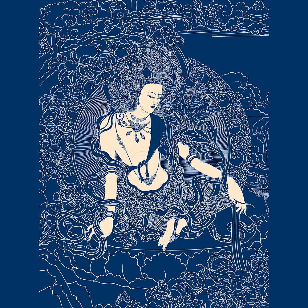 手绘唐卡描金DIY佛像临摹线稿