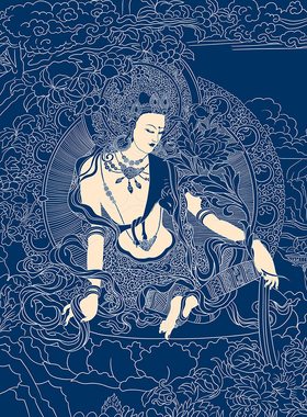 手绘唐卡描金DIY佛像临摹线稿