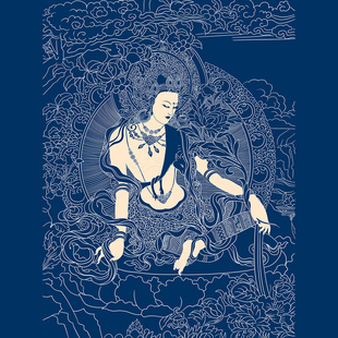 观音菩萨唐卡描金diy线稿禅意线稿藏宫秘宝民族风装饰画礼物画稿