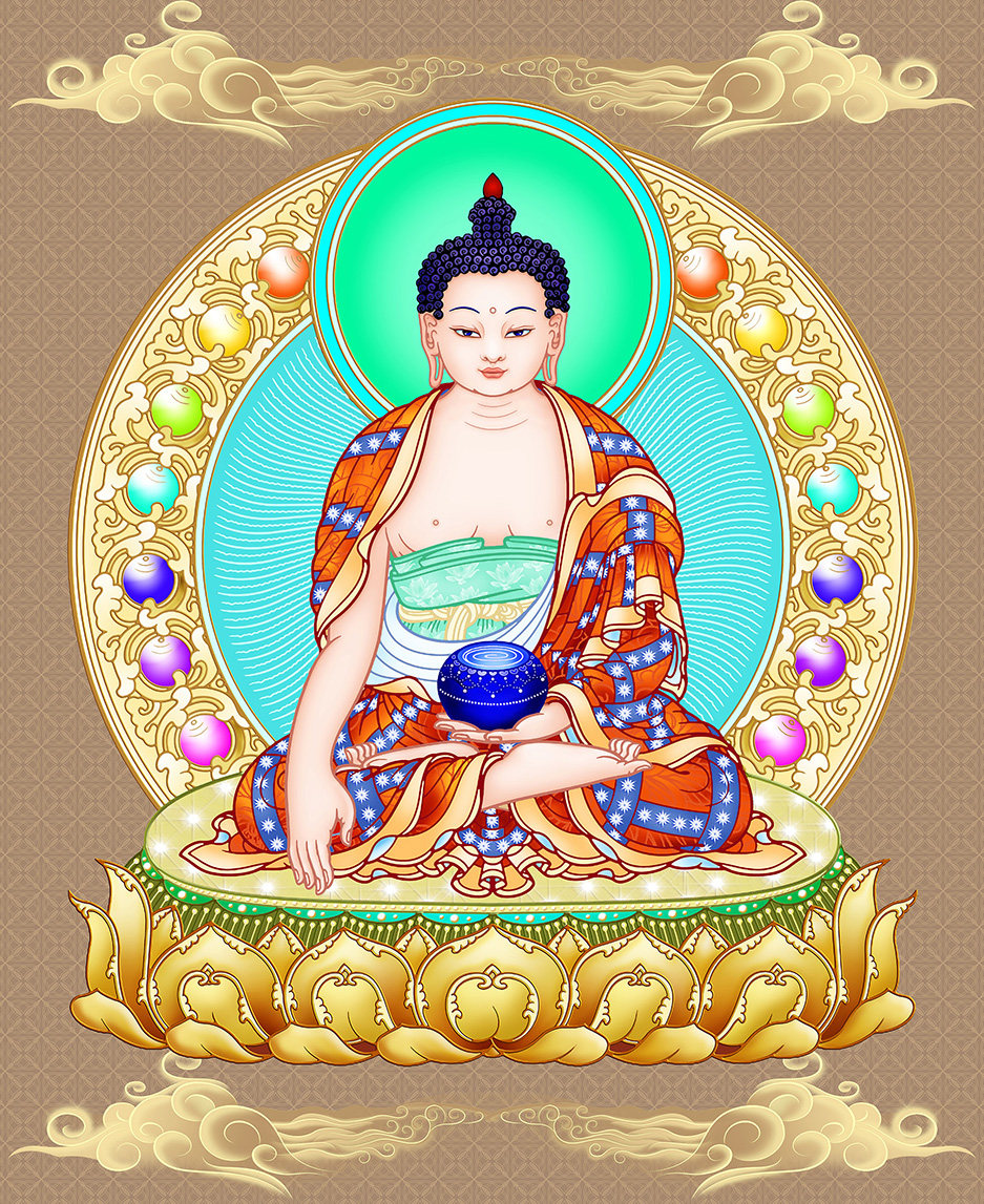 释迦牟尼佛自画唐卡描金手绘 diy自画佛像装饰画线稿l临摹涂色画