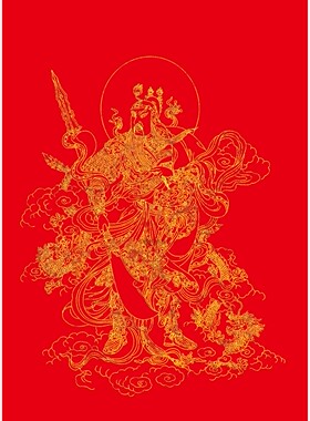 自画唐卡武财神关羽伽蓝diy手绘