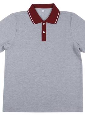 初高中校服夏季短袖浅灰t恤班服白色初中小学生幼儿园纯棉POLO衫