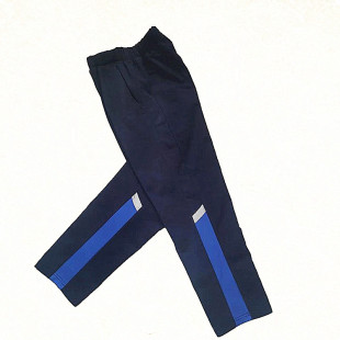 学生校服裤 批发 子春夏初高中直筒藏蓝色拼浅蓝条白小学运动校裤