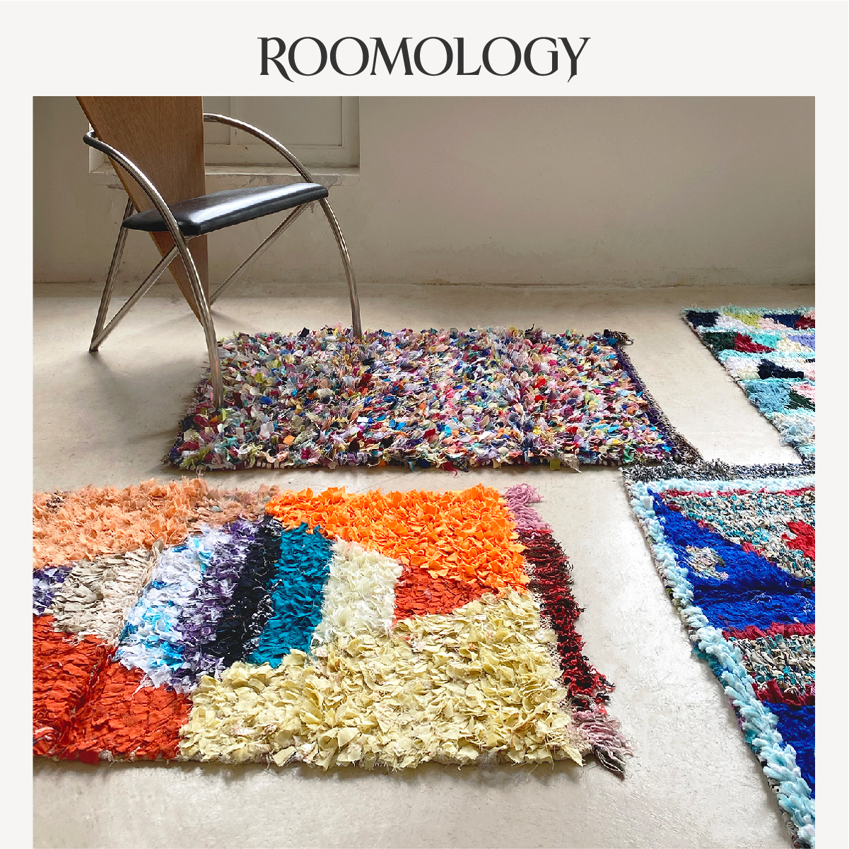 摩洛哥进口手工抽象棉布拼织地毯