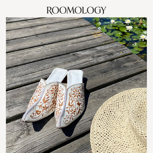 摩洛哥进口纯手工羊皮雕花拖鞋