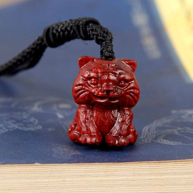 木雕实木红木工艺品紫檀木十二生肖老虎老鼠马兔子猪木质吊坠挂饰