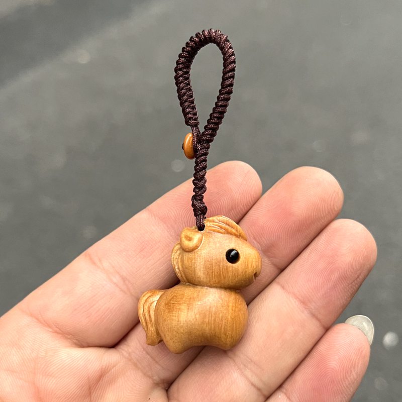 实木生肖木马吊坠挂件