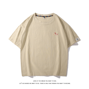 夏季短袖T恤潮流印花棉麻宽松半袖圆领体恤衫T3629-P22【特价】图片