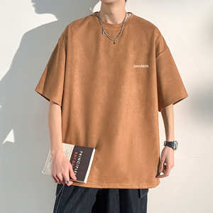 夏季大码休闲潮流美式麂皮绒字母印花短袖T恤T3412-P22【特价】图片