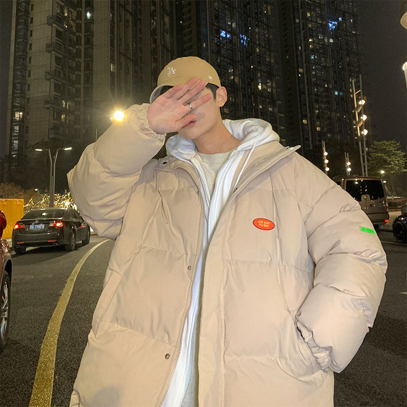 Hong Kong wind night view winter hooded fake two cotton padded clothes with inserted pocket