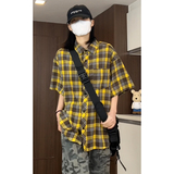 夏季潮流复古格子大码休闲男短袖衬衫C2176-P27【特价】，男装衬衫，电商A007