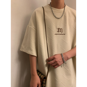 夏季流行休闲针织华夫格提花绣花圆领短袖T恤 T3449-P26【特价】图片