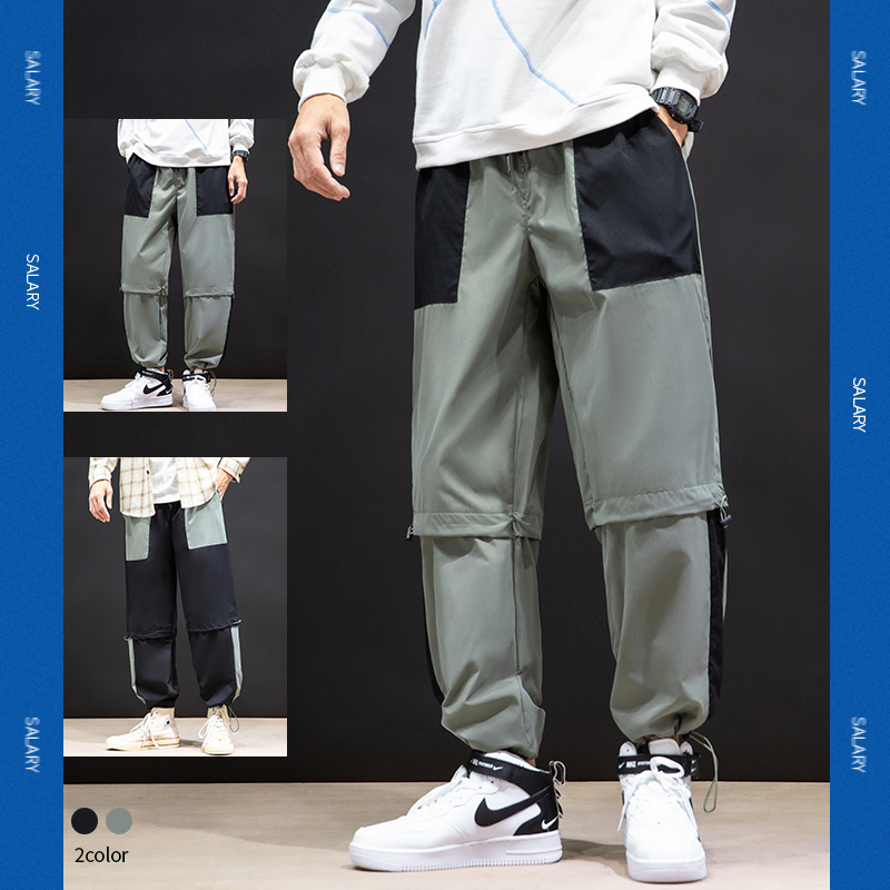 Japanese black wall autumn trend original large size loose pocket casual pants