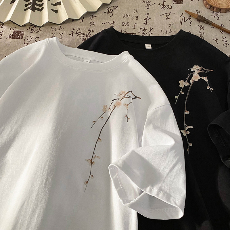 风新中式梅花240克双纱精梳棉半袖短袖T恤T3516-P25【特价】A图片