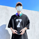 夏季潮流大码美式休闲麂皮绒植绒印花短袖T恤T3366-P25【特价】，男装T恤，电商A007