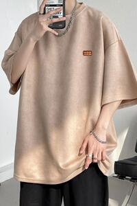 夏季大码休闲潮流美式麂皮绒字母印花短袖T恤T3461-P22【特价】图片