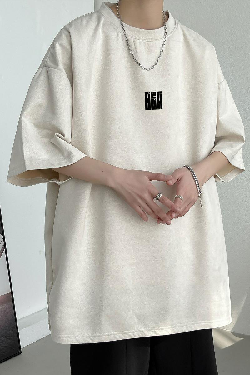夏季大码休闲潮流美式麂皮绒字母印花短袖T恤T3408-P22【特价】,男装T恤,电商A007