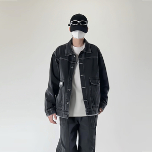 春季潮流小标休闲大码宽松男女立体牛仔外套夹克J301-P65【特价】图片