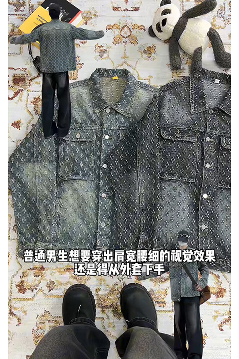 春季潮流做旧磨毛大码男女拼色牛仔外套夹克J8813-P65【特价】,男装夹克,电商A007