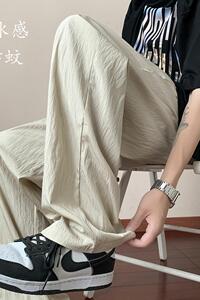 夏季高腰垂感休闲褶皱宽松阔腿凉感防蚊慵懒阔腿裤 K72052-P50-s图片